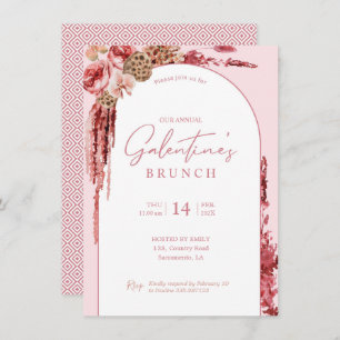 Galentine's Day Boho floral modern pink Invitation