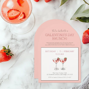 Galentine's Day Brunch Cute Pink Modern Party  Invitation