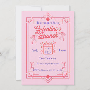 Galentine's Day Brunch Girls  Party Invitation