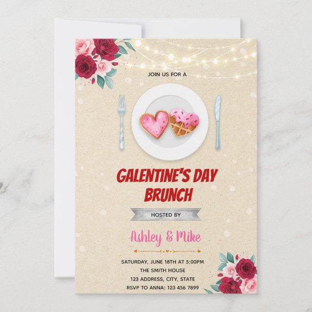 Galentine's Day Brunch invitation (Front)