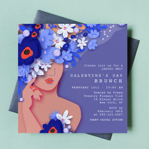 Galentine's Day Brunch Modern Girly Floral Invitation