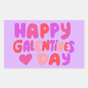 Galentines Day Bubble Letters Curvy Retro Groovy  Rectangular Sticker