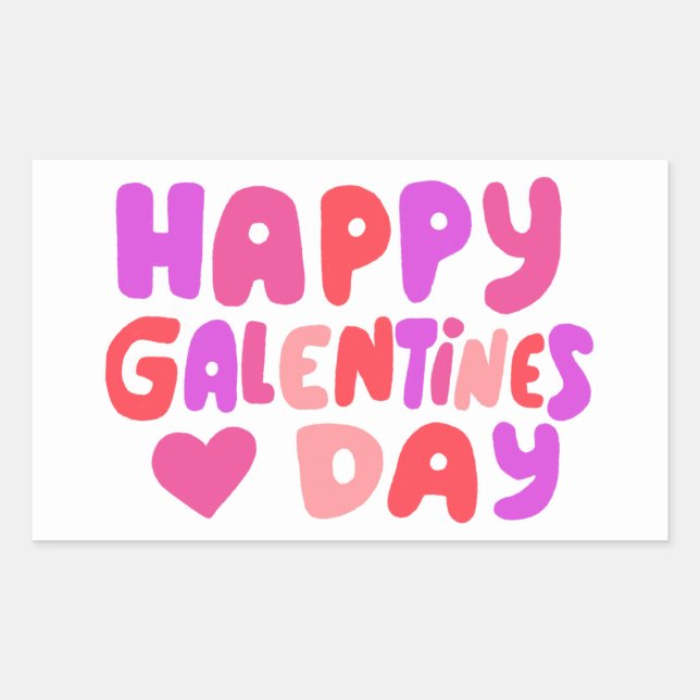 Galentines Day Bubble Letters Curvy Retro Groovy  Rectangular Sticker (Front)