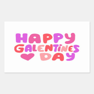 Galentines Day Bubble Letters Curvy Retro Groovy  Rectangular Sticker
