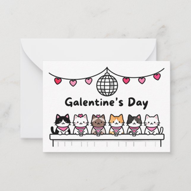 galentine's day card cat lover valentine day (Front)