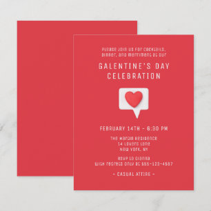 Galentine's Day Celebration Cute Modern Red Heart Invitation