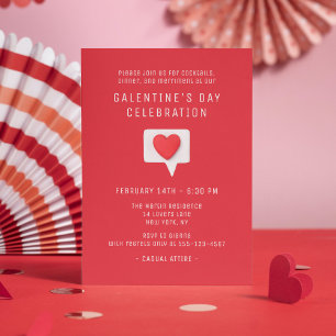 Galentine's Day Celebration Cute Modern Red Heart Invitation