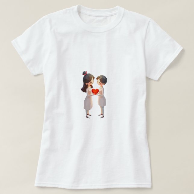 Galentine's Day cute best friends love heart gifts T-Shirt (Design Front)