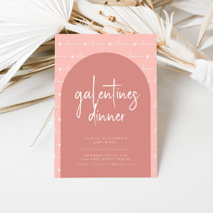 Galentines Day Dinner Invite with Pink Love