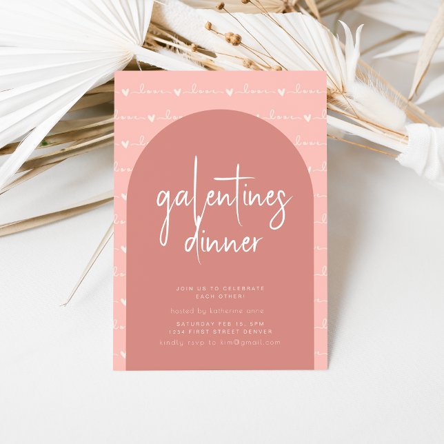 Galentines Day Dinner Invite with Pink Love (Creator Uploaded)