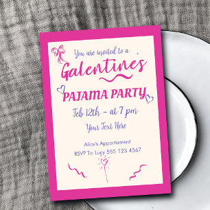 Galentine's Day Girls Pajama Party Invitation