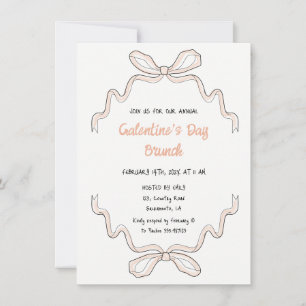 Galentine's Day hand drawn bow pink Invitation