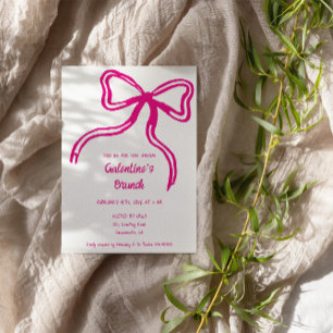 Galentine's Day hand drawn bow pink Invitation