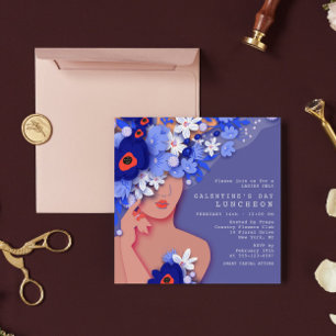 Galentine's Day Luncheon Modern Girly Floral Invitation