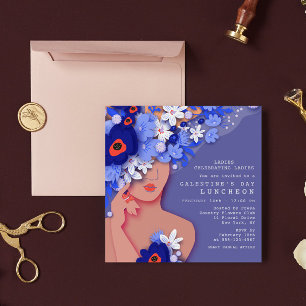 Galentine's Day Luncheon Modern Girly Floral Invitation