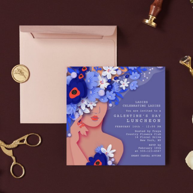 Galentine's Day Luncheon Modern Girly Floral Invitation (Creator Uploaded)