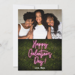 Galentine's Day Neon Pink Valentine's Day Photo Card