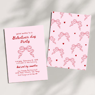  Galentine's Day Party Coquette Bow Invitation