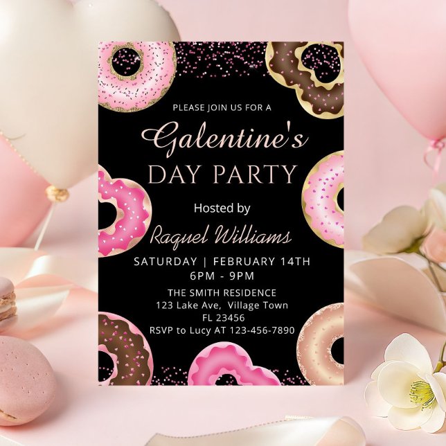 Galentine's Day Party Donuts Invitation (Pink Galentine's Day Party Donuts Invitation)