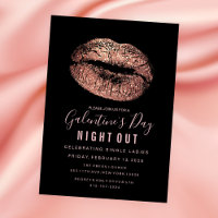 Galentine's Day Party Rose Gold Lips Invitation