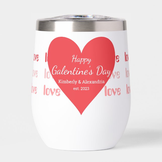 Galentine's Day Personalised Pink and Red Heart (Front)