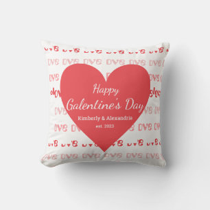 Galentine's Day Personalised Pink and Red Heart Cushion