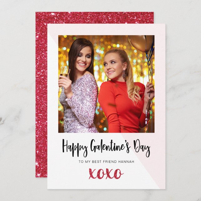 Galentine's Day Photo XOXO Card (Front/Back)