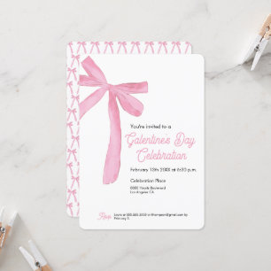 Galentine's day Pink ribbon bow theme modern Invitation