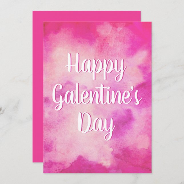 Galentine's Day Pink Watercolor Holiday Card (Front/Back)