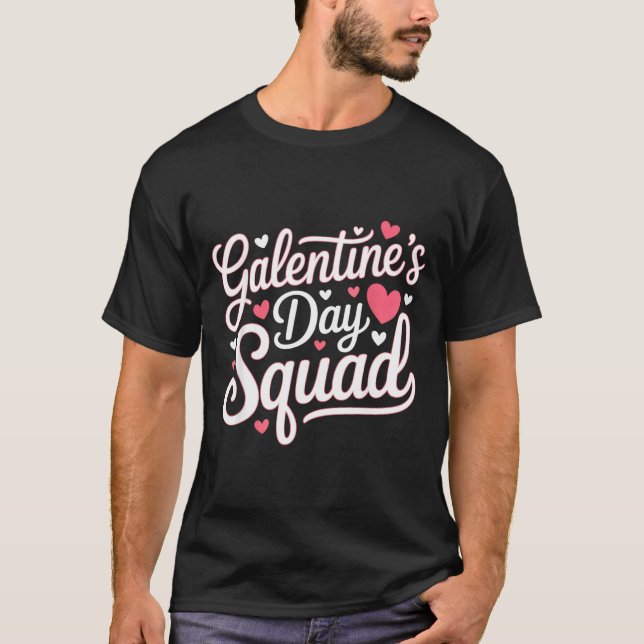 Galentine's Day Squad For Friends Festive Ladies V T-Shirt (Front)