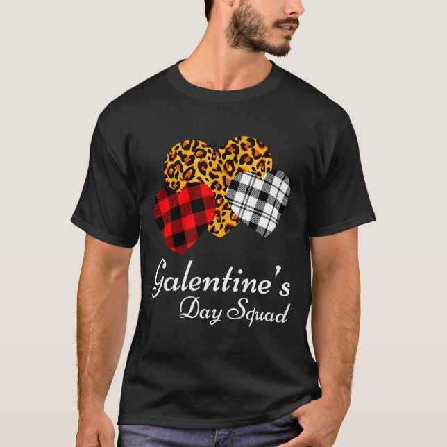 Galentines Day Squad Valentines Hearts Love Leopar T-Shirt (Front)