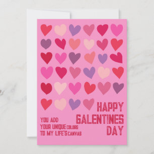 Galentines Day Unique Friends Pink Red Hearts Holiday Card