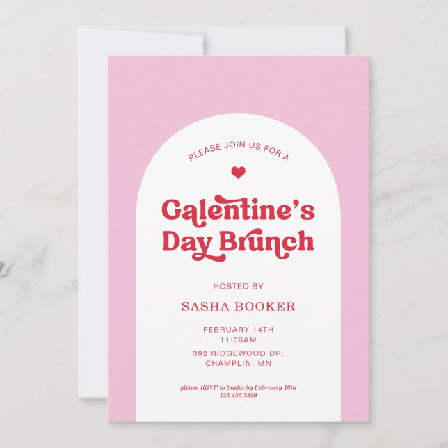 Galentine's Day Valentine's Day Pink Brunch Invitation (Front)
