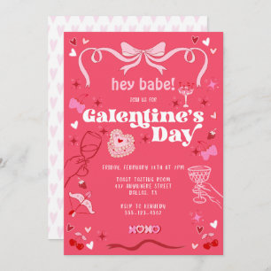 Galentine's Day Vintage Coquette Pink Invitation