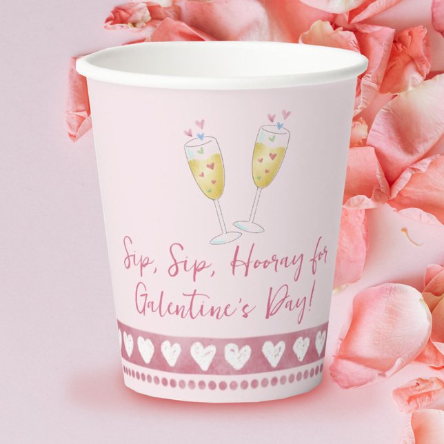 Galentine's Day Watercolor Hearts Paper cup (Creator Uploaded)