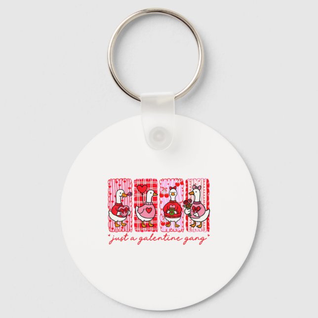 Galentines Day Women Galentines Gang Goose Valenti Key Ring (Front)
