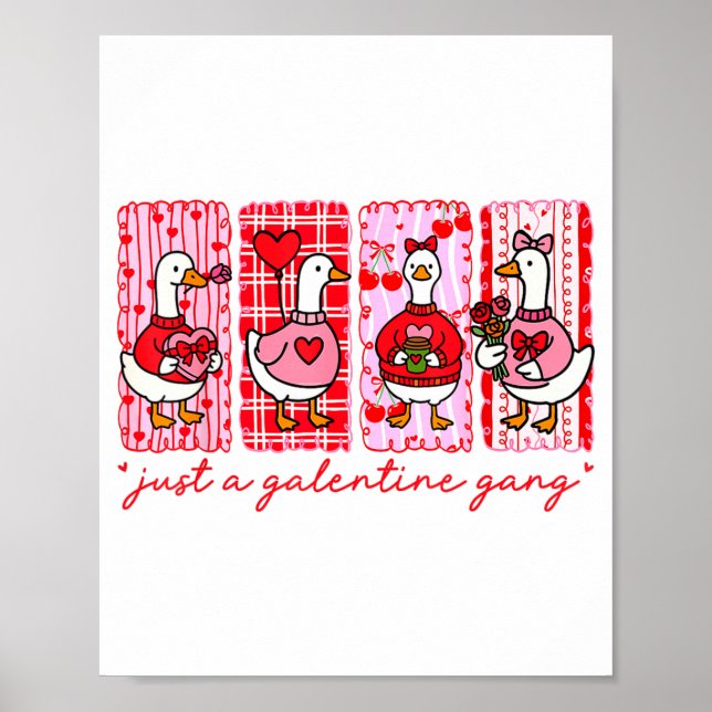 Galentines Day Women Galentines Gang Goose Valenti Poster (Front)