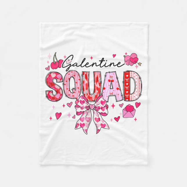 Galentines Day Women Galentines Squad Funny Valent Fleece Blanket (Front)