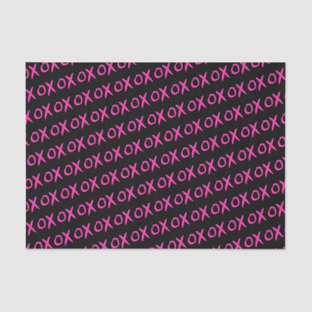 Galentine's Day XOXO black pink strokes Tissue Paper (Front)