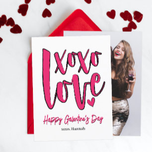 Galentine's Day XOXO Love Bold Pink Photo Postcard