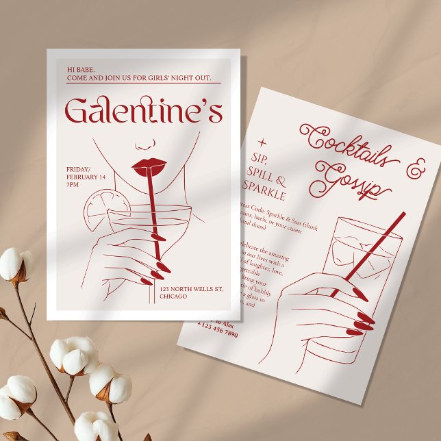 Galentine's Girls Cocktails Party Invite (Creator Uploaded)