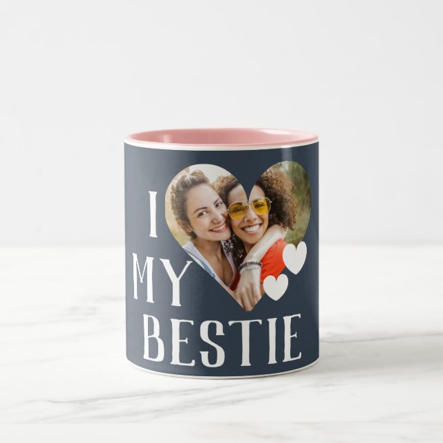 Galentines I Love My Bestie Personalised Photo Two-Tone Coffee Mug (Center)