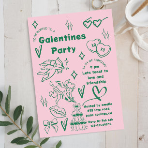 galentine's party, galentine's doodle Valentine's Invitation