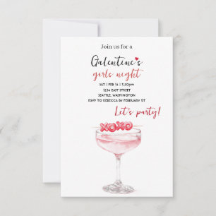Galentines Party Invitation   Pink Cocktail