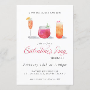 Galentine's Watercolor Drinks Invitation