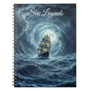 Galeon ship storm moonlit ocean voyage  notebook