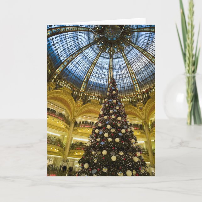 Galeries La Fayette at Christmas, Paris, France Holiday Card (Front)