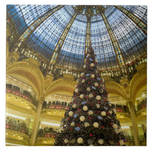 Galeries La Fayette at Christmas, Paris, France Tile