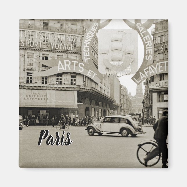 Galeries Lafayette Paris Haussmann 1940 Photograph Magnet (Front)