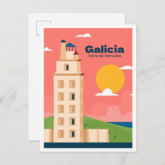 Galicia Spain Art Vintage Travel Illustration Postcard (Front/Back)